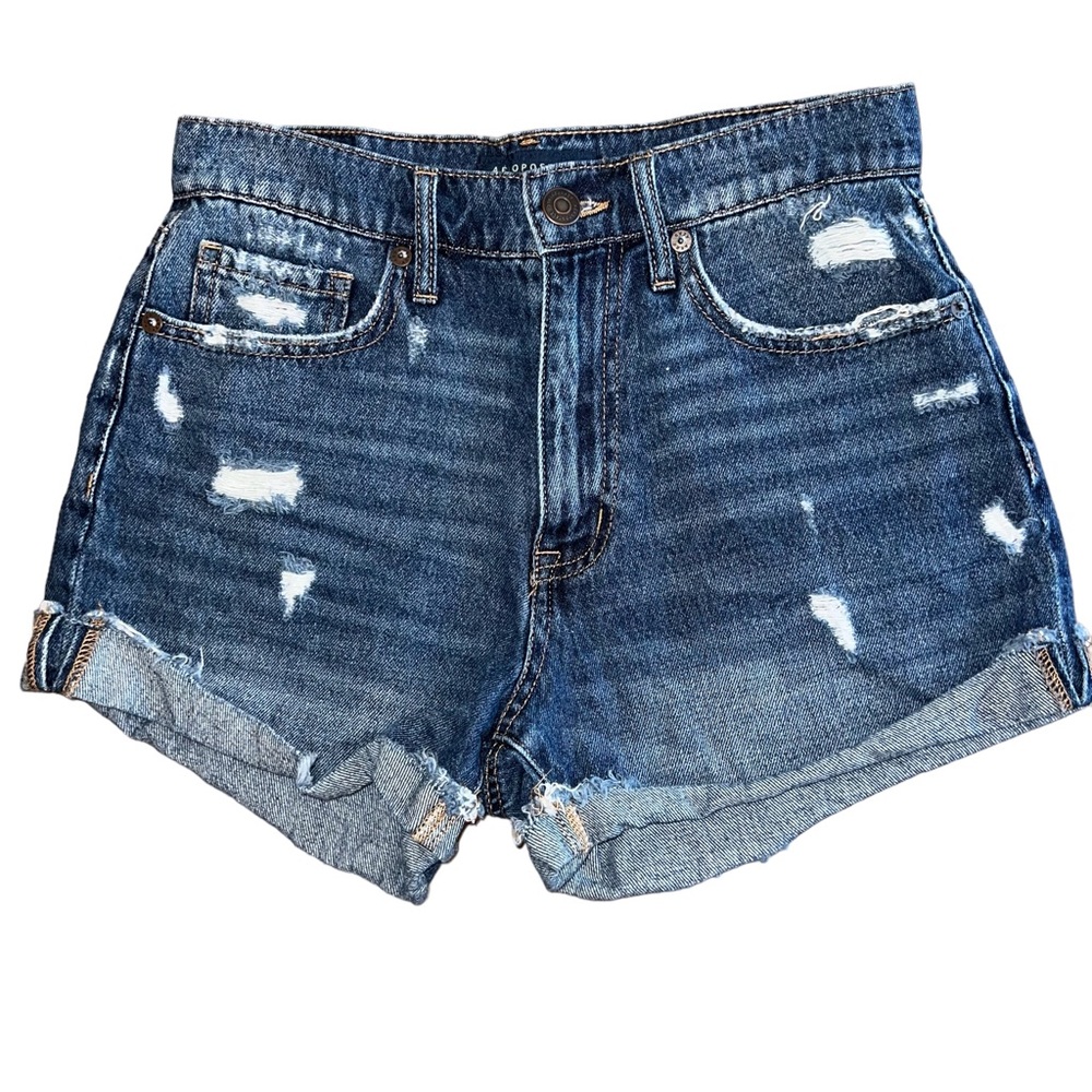 NWOT Aeropostale Distressed Denim Mom Shorts Size 4 Cuffed Hem